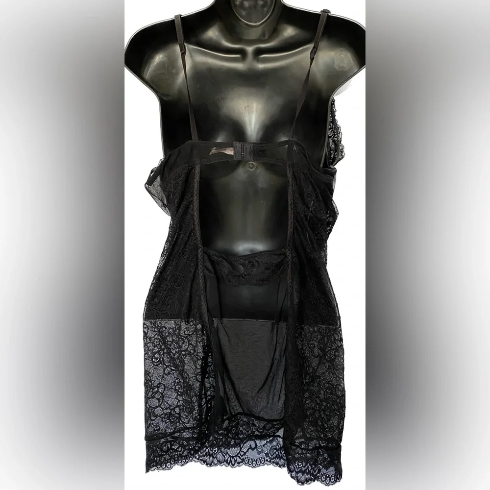 LVR BLK Sheer Lace Chemise, XL *P1056 - Picture 3 of 5